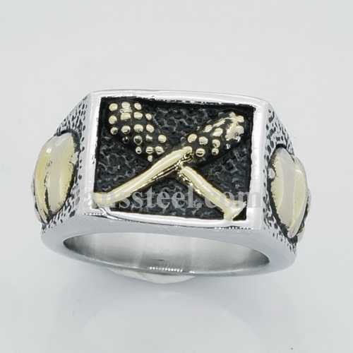 FSR14W54 skull rectangle cross maces ring - Click Image to Close